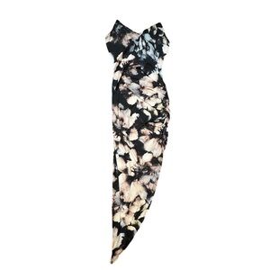 FashionNova Women's Size Small Ruched Maxi Cross Strap Dress Floral